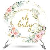 Rosa Blume Und Golden Kreis Baby Dusche Hintergrund